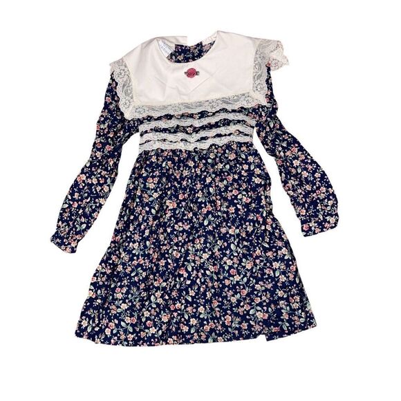 Beautiful Rare POLLY FLINDERS Girls long Sleeve Floral Dress  Vintage 1990 Speci - Picture 1 of 7